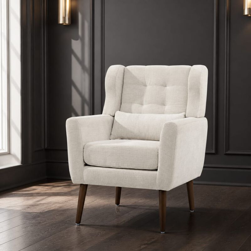 GOODSILO Upholstered Chenille Accent Armchair with Pillow, Comfy Padded Lounge Chair for Small Spaces, Living Room, Bedroom image number 3