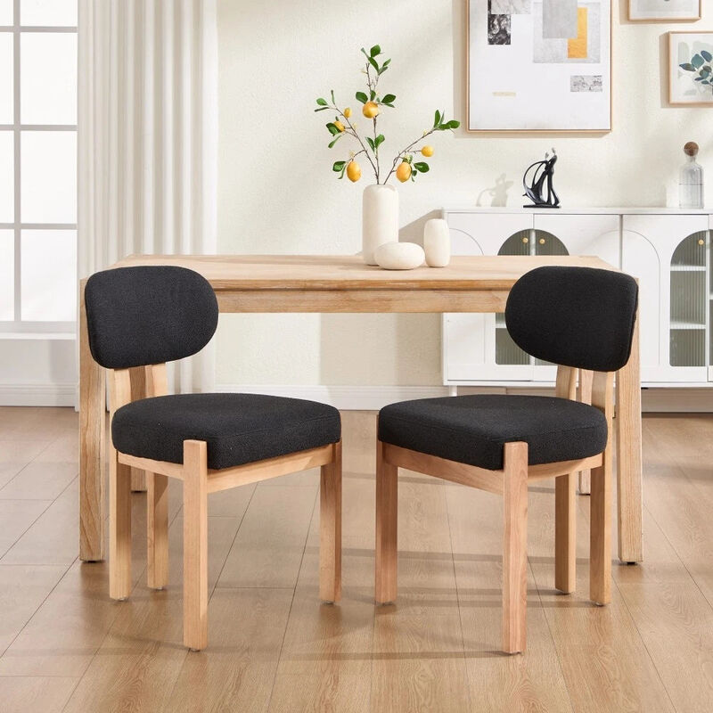 Envelor Farmhouse Chenille Upholstered Cane Leg Dining Chair, Set of 2 image number 2