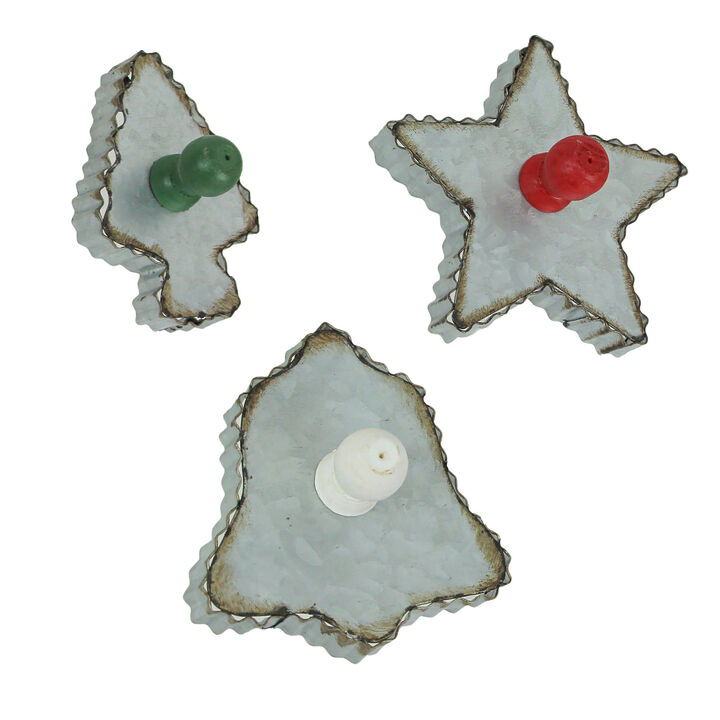 Set of 3 Oversized Galvanized Zinc Finish Holiday Christmas Cookie Cutter Wall Hooks - Perfect for Adding a Festive and Unique Touch to Your Kitchen Space