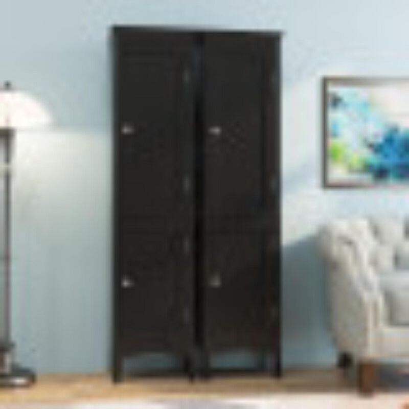 Hivvago Tall Bathroom Floor Cabinet with Shutter Doors and Adjustable Shelf