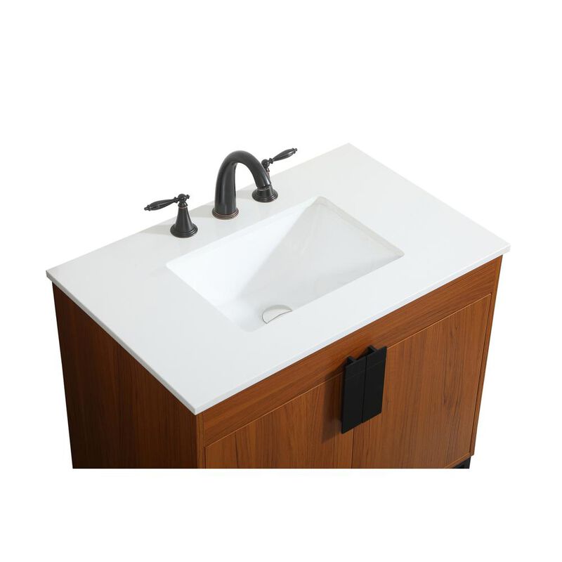 Elegant Kitchen and Bath 30 inch Single bathroom vanity in teak