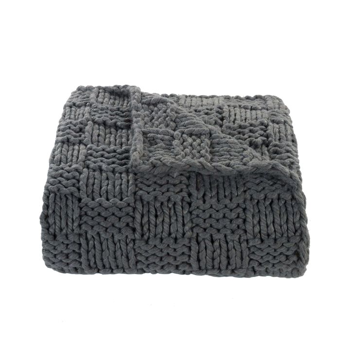 Chess Knit Slate Throw