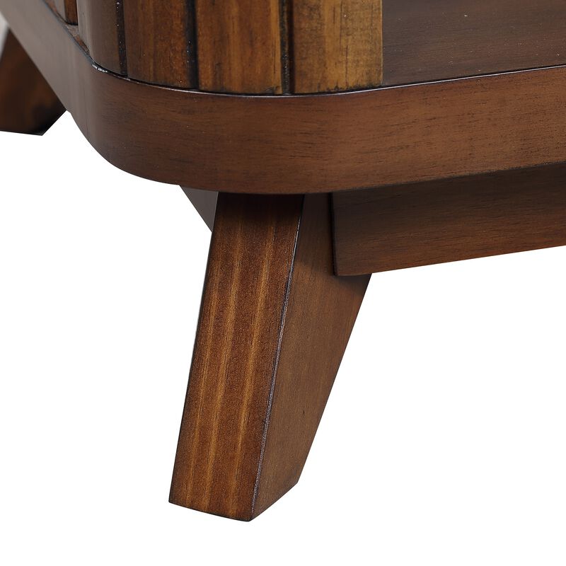 Mondawe 41.5-Inch Solid Wood Coffee Table, Rectangular Central Coffee Table With Open Storage Rack