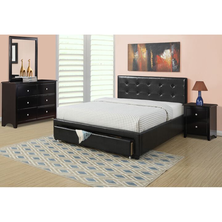 Bedroom Furniture Black Storage Under Bed Queen Size bed PU Leather upholstered