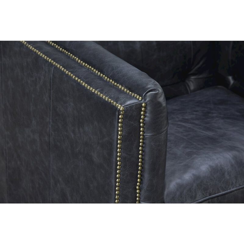 Crafters and Weavers Tuxedo Leather Arm Chair - Slate