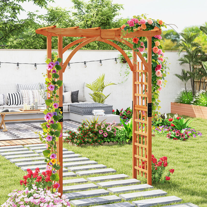 Outdoor Garden Archway Pergola with Lattice Trellis &ndash; Perfect for Climbing Vines & Bridal Decor