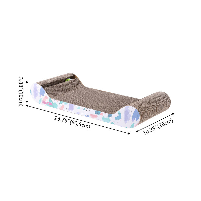 Rini Modern Cardboard Lounge Bed Cat Scratcher with Built-In Bell Toys and Catnip