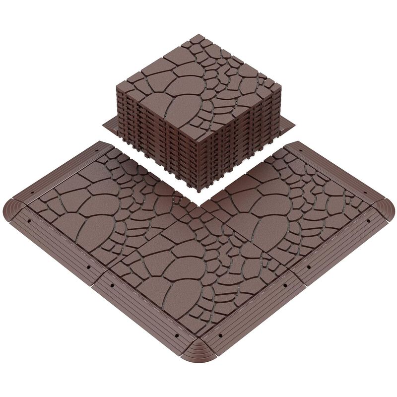 Interlocking Deck Tiles Outdoor Waterproof 44 Pack, Plastic Snap Together Patio Flooring Tiles for Balcony, Porch, Backyard, Easy Install image number 0