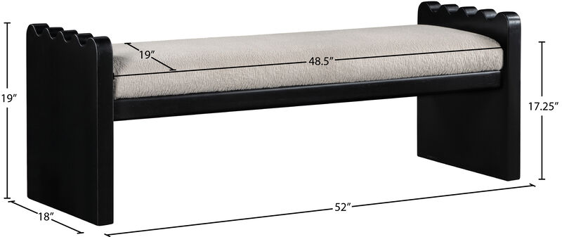 Meridian Furniture Sonia Beige Velour Fur Fabric Bench