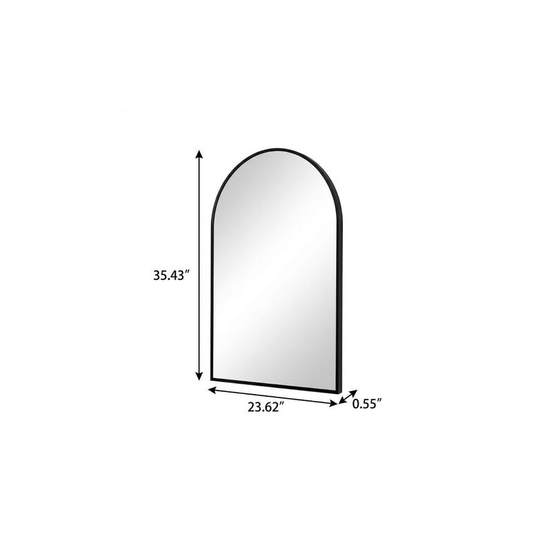 HomeRoots 35" Black Aluminum Arch Framed Anti Fog Accent Mirror image number 2