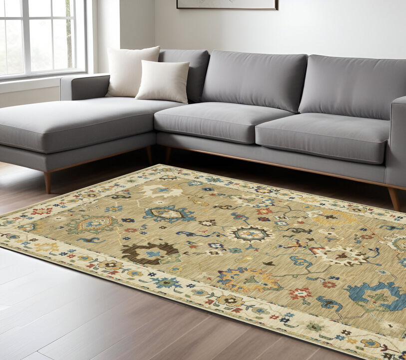 HomeRoots Oriental Area Rug With Fringe