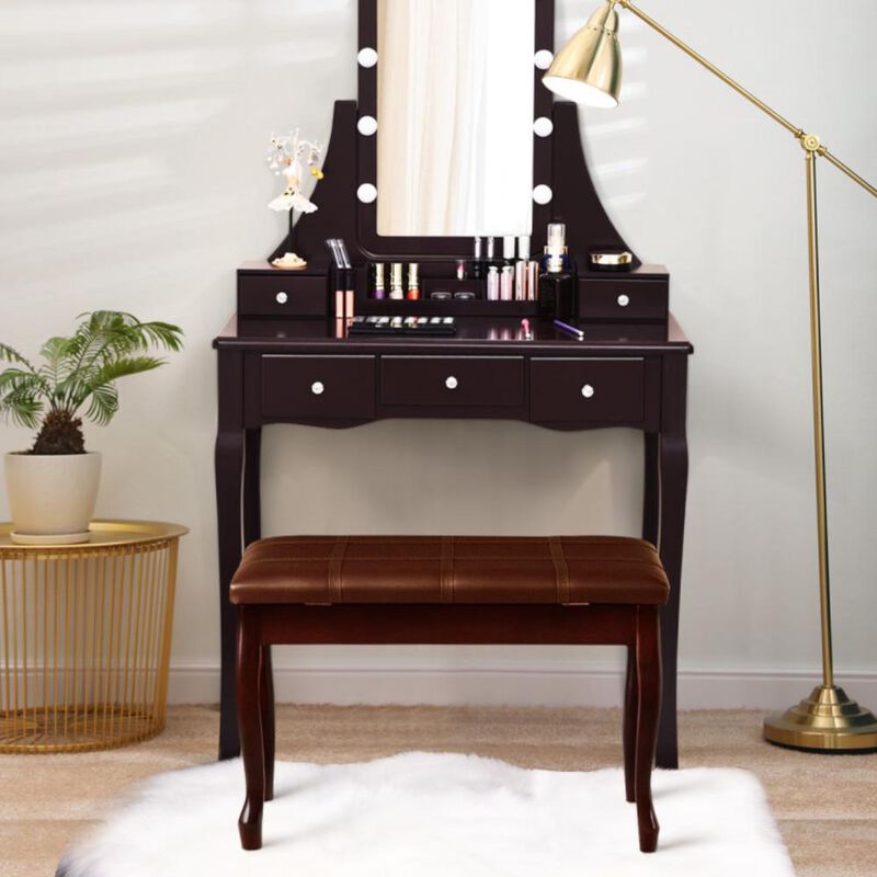 Hivvago Solid Wood PU Leather Piano Bench with Storage