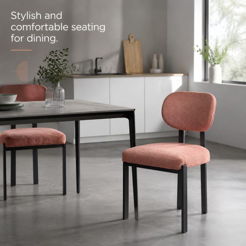 GOODSILO Mid-Century Upholstered Dining Chairs Set of 2, Ergonomic Curved Backrest Seating for Kitchen and Dining Room Spaces image number 4