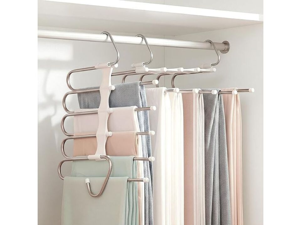 5-Tier Pants Hangers | Space-Saving 2-Pack Closet Organizers and Storage