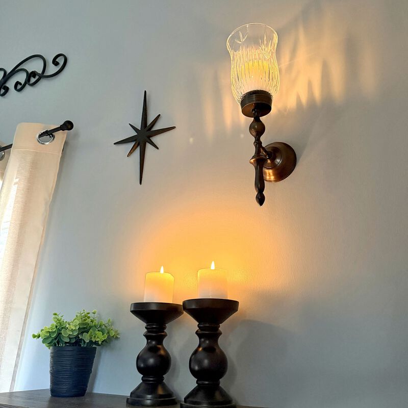 Wall Candle Sconce Bronze Finish Lead Crystal Glass 15 In Metal And Glass image number 7