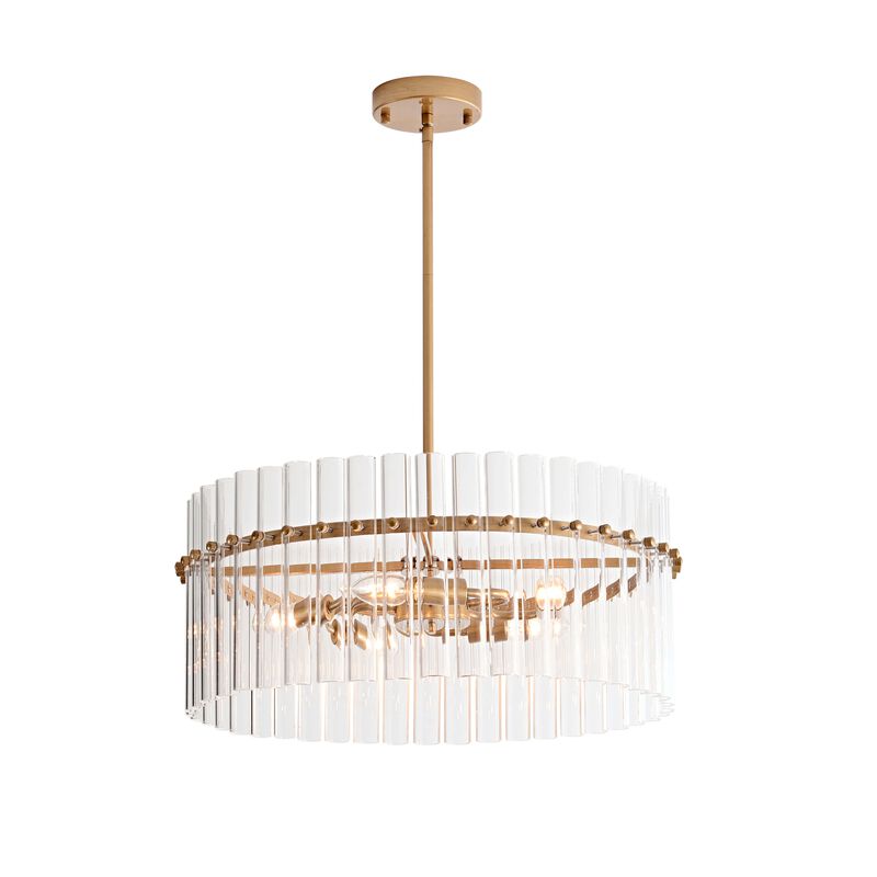 Paula Brushed Brass 5-light 20" Hollow Glass Round Chandelier image number 0