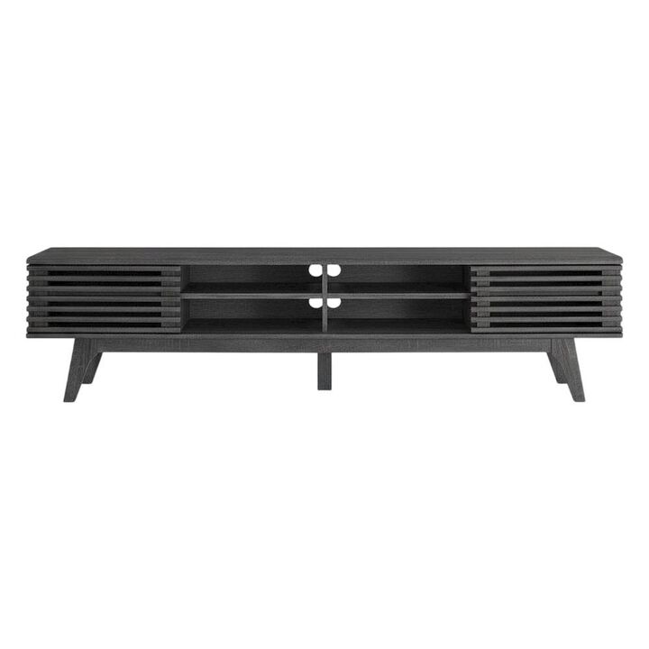 Brown wood entertainment center with spacious TV stand and sleek design