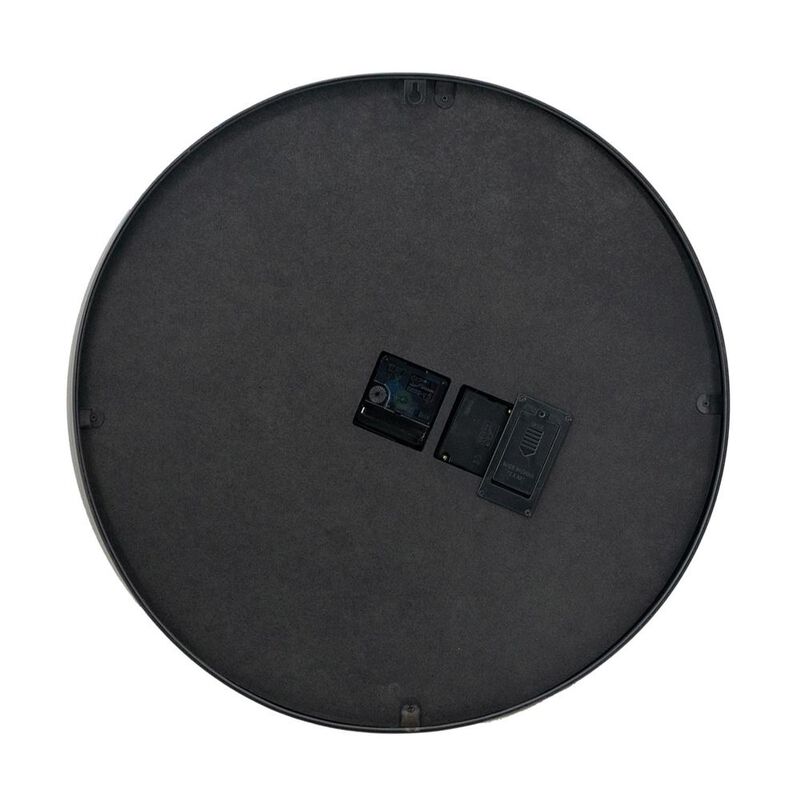 HomeRoots 20" Circle Black and Gold Metal and Glass Analog Wall Clock image number 4