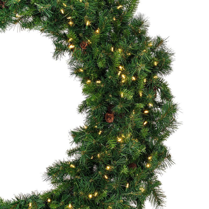 Vickerman 84" Cheyenne Pine Artificial Christmas Wreath with 1300 PVC Tips, 800 Warm White Italian LED Lights, Realistic Pinecones, Metal Ring Construction, Assembly Required, Hardware Included image number 2