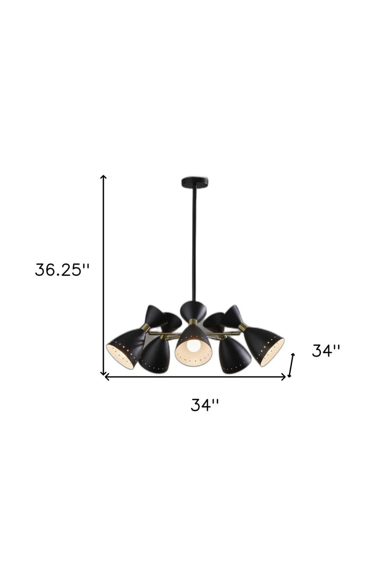 HomeRoots Cinco Diabolo Adjustable Black Metal Pendant image number 5