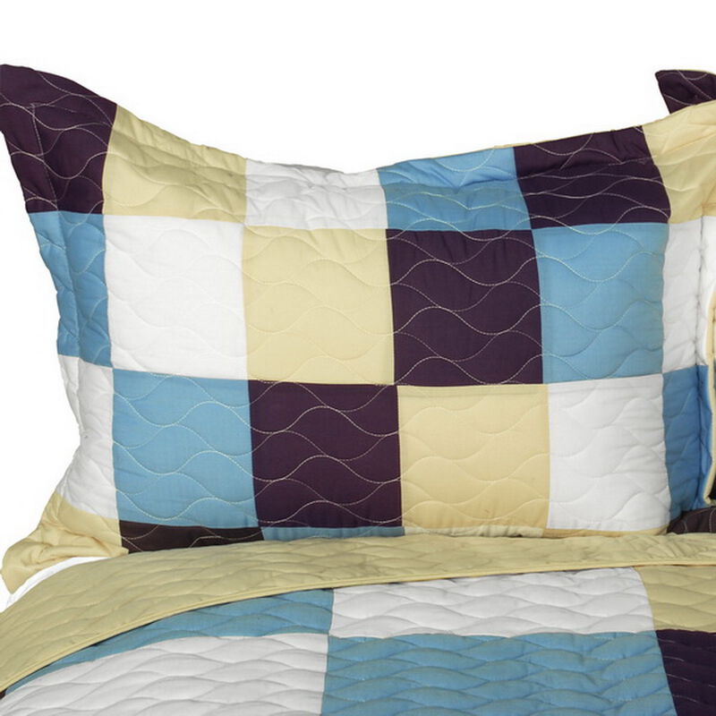3 Piece Vermicelli Quilted Patchwork Quilt Set Handsome Prince Collection image number 3