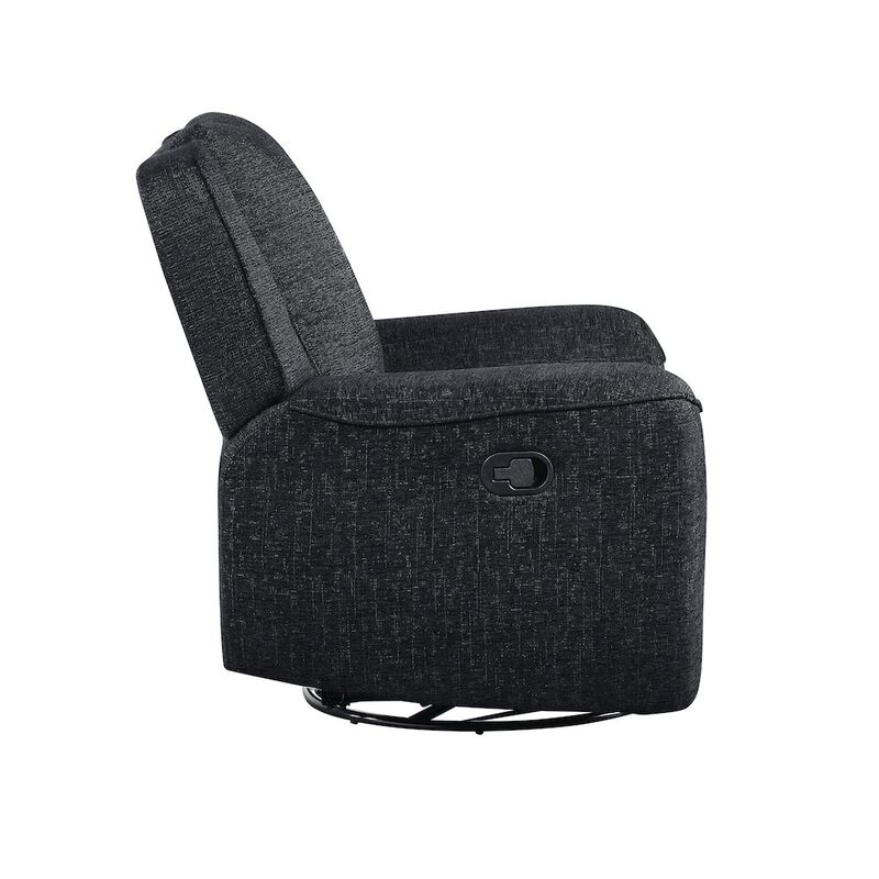 Lexicon Monterey Chenille Swivel Reclining Chair In Ebony