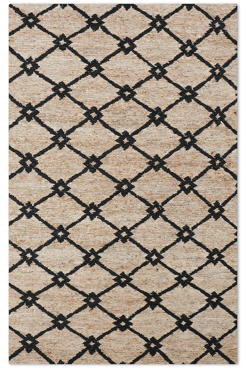 HAND KNOTTED SUMAK JUTE ECO-FRIENDLY AREA RUGS  - Geometric Modern Pattern, High Pile, Natural Fiber, Outdoor Indoor Handmade Area Rugs for Living Room, Bed Room (J00079) image number 0