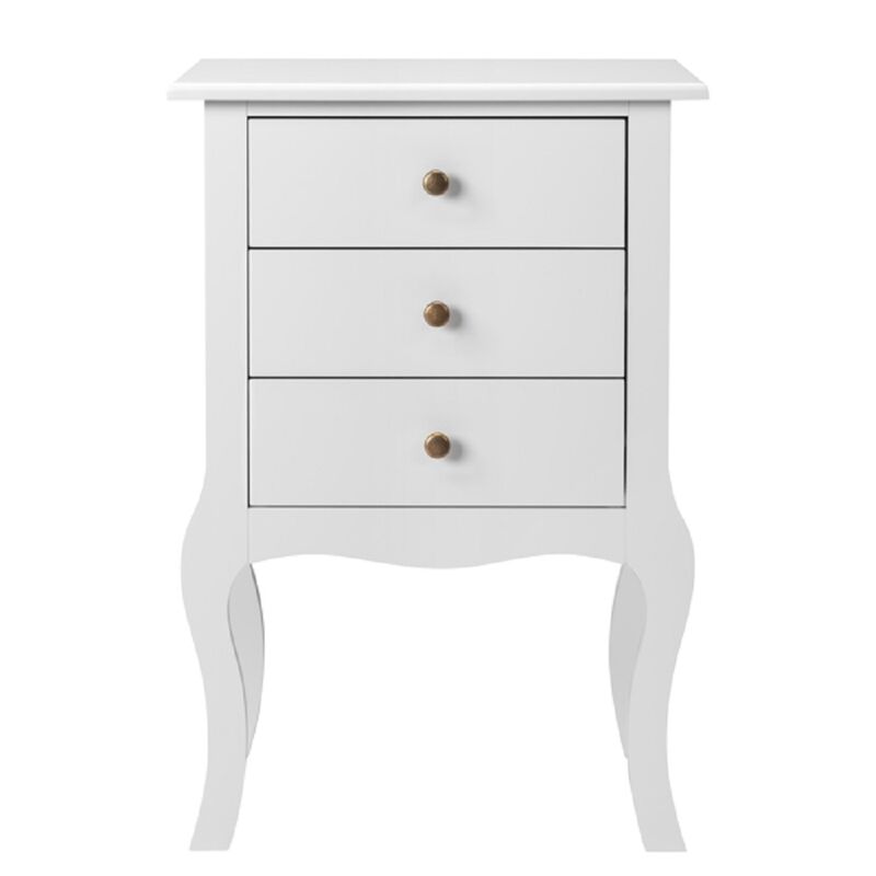 Sleek European Bedside Table, Three Drawer Nightstand for Bedroom Storage and Organization