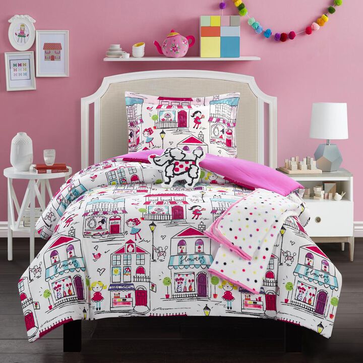 Chic Home Kid's City 4 Piece Comforter Set Quaint Town Theme Youth Design Bedding - Throw Blanket Decorative Pillow Sham Included