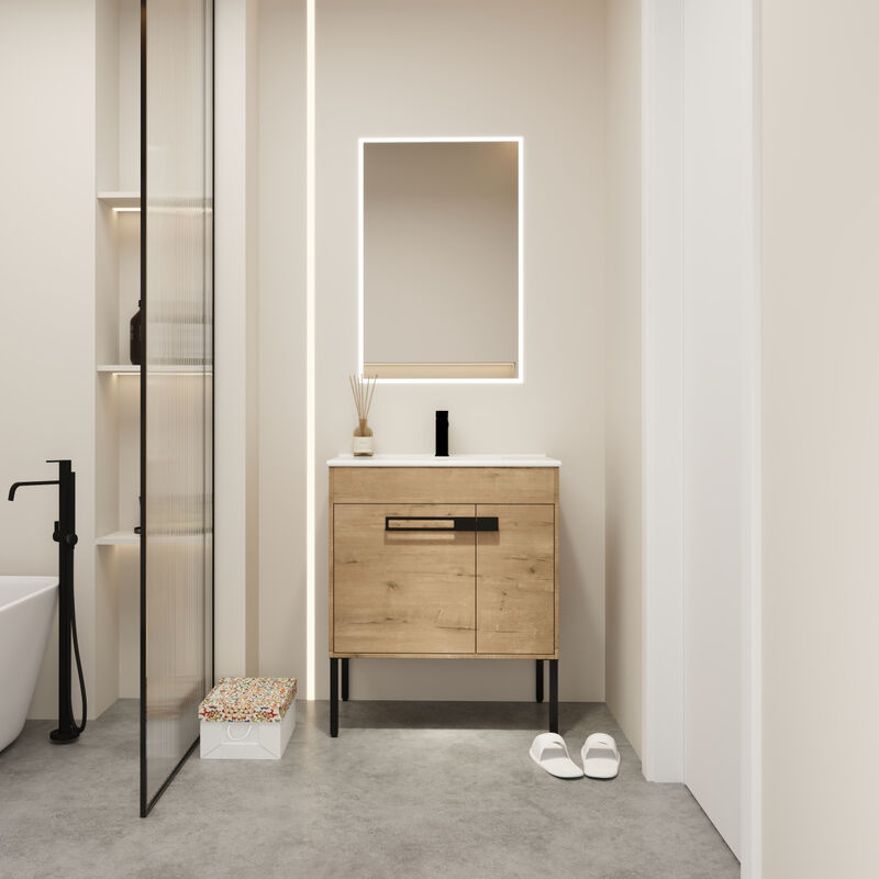 30 Inch Bathroom Vanity With Sink, Freestanding Bathroom Vanity or Floating is Optional Conversion 30x18-00330IMO-1(KD-Packing)