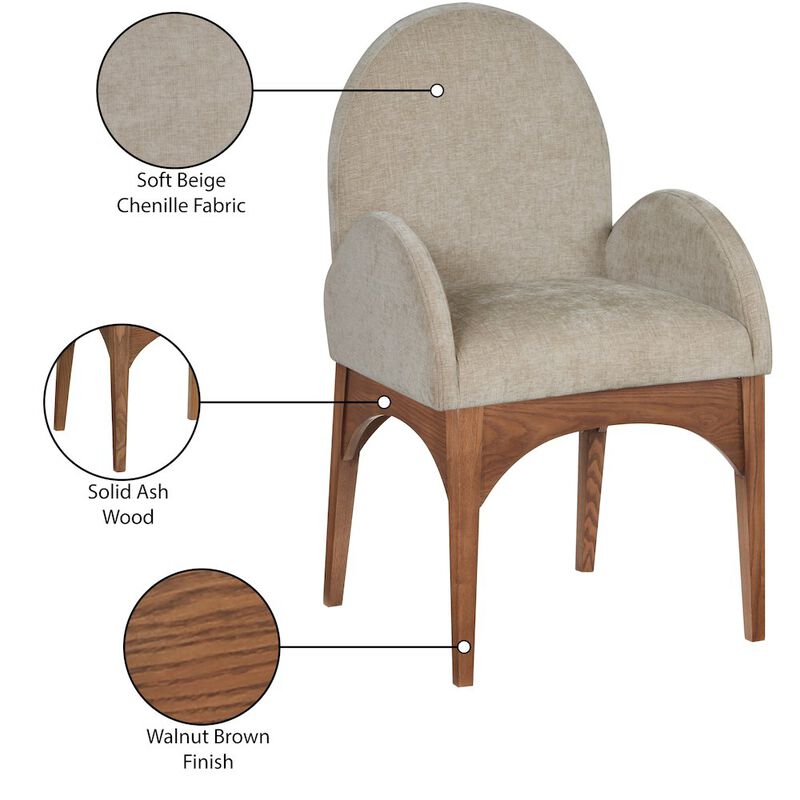 Meridian Furniture Waldorf Beige Chenille Fabric Dining Chair