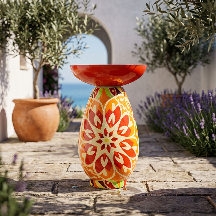 Sunnydaze Painted Glass Freestanding Outdoor Bird Bath