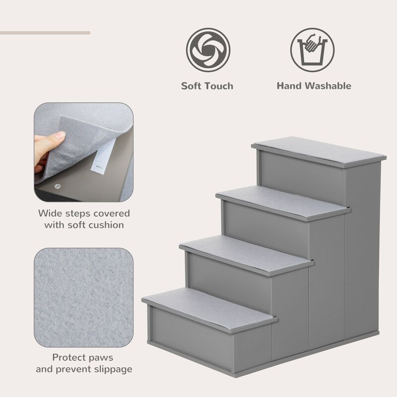 Grey Pet Accessibility: Small Dog Steps with Cushioned Cover for Couch image number 3