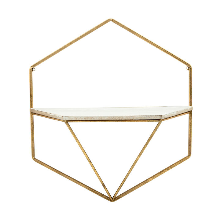 S/2 Metal/Wood Hexagon Shelves