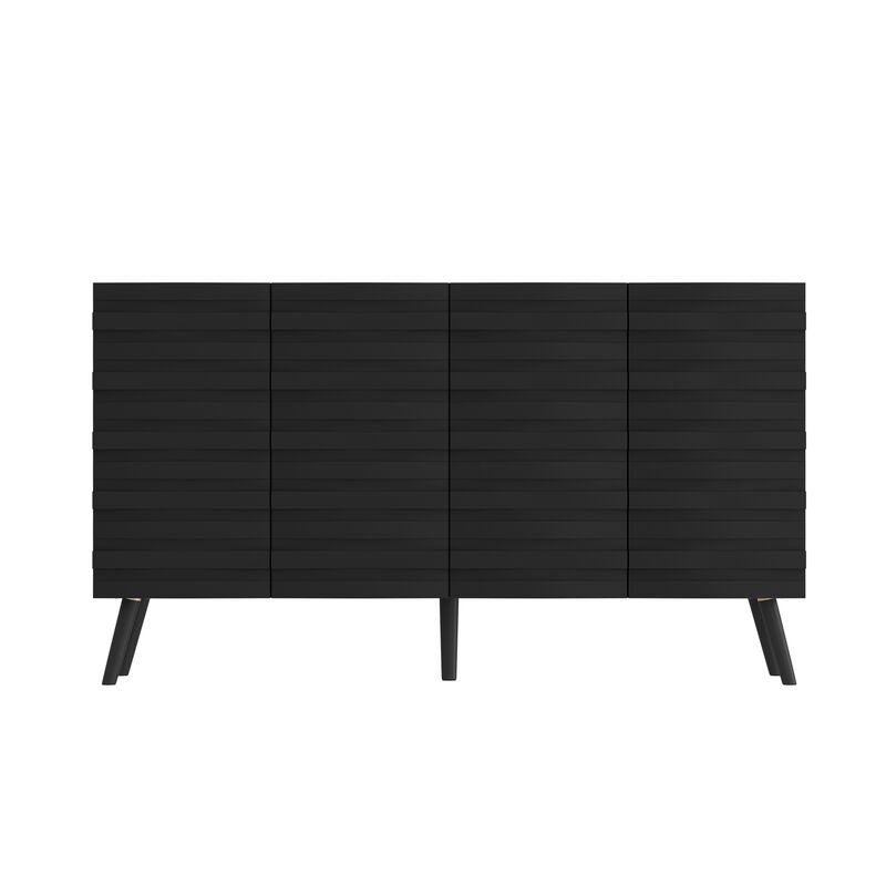 FUFU&GAGA Modern Wooden Sideboard Buffet Cabinet with Storage Shelves and Doors (55.1" W x 15.7" D x 31.4" H), Black