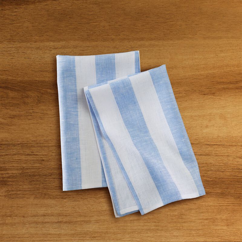 Solino Home 100% Pure Linen Kitchen Towels 17 x 26 Inch Set of 2 - Cabana Stripe