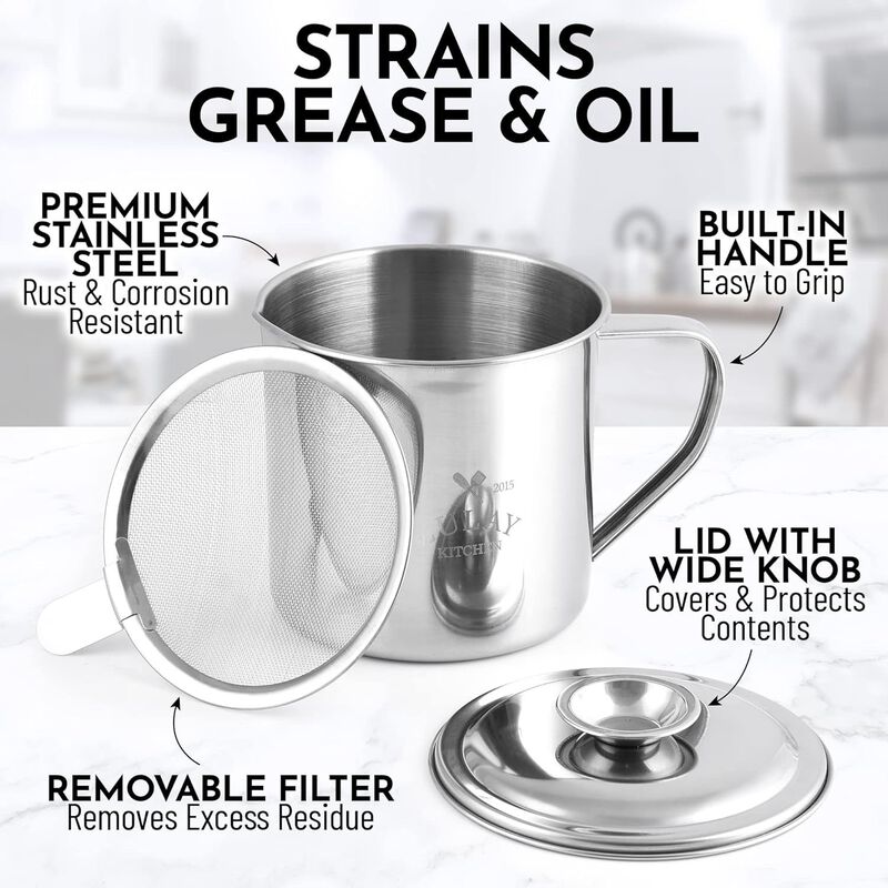 Bacon Grease Container With Strainer