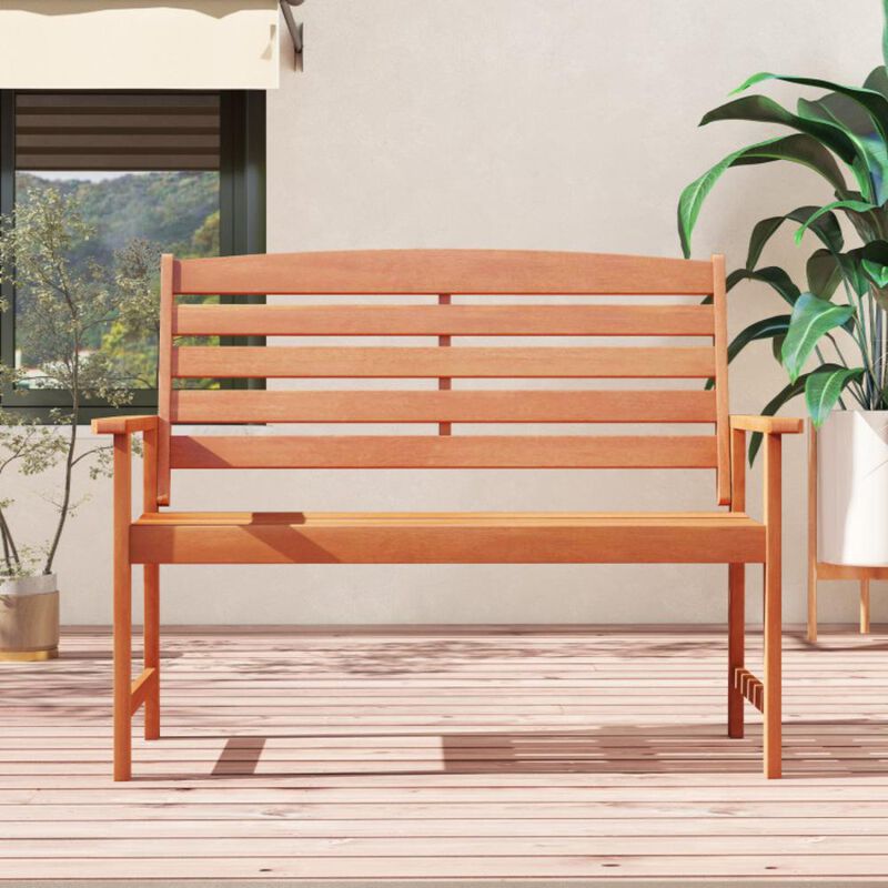 Hivvago 2-Person Wooden Garden Bench with Slatted Backrest and Comfortable Armrests