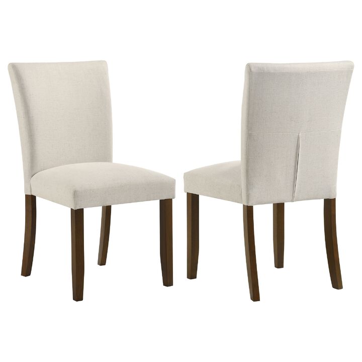 Cana Dining Side Chair Set of 2, Beige Upholstered Parsons Style, Hardwood Frame
