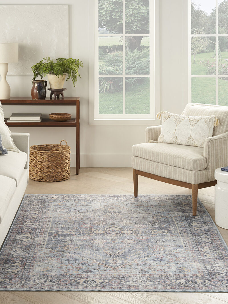 Machine Washable Series 1 SR104 Light Gray/Blue 4' x 6' Rug image number 7