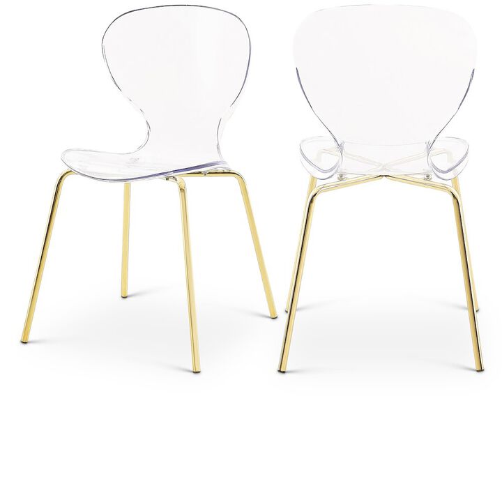 Meridian Furniture Clarion Gold Metal Dining Chair, Set of 2