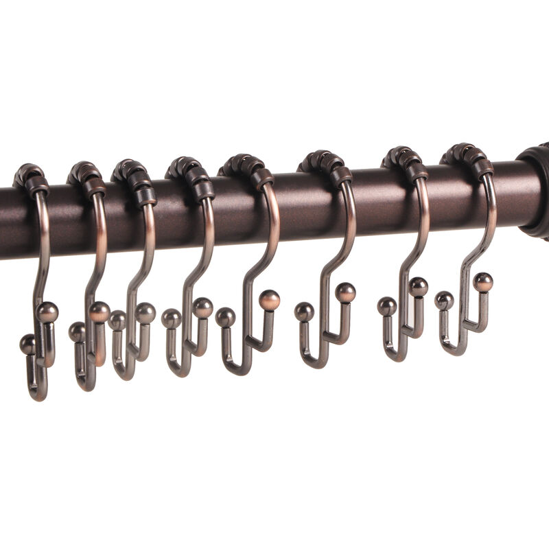12-Piece Resistant Stepped Metal Double Shower Curtain Hooks image number 3