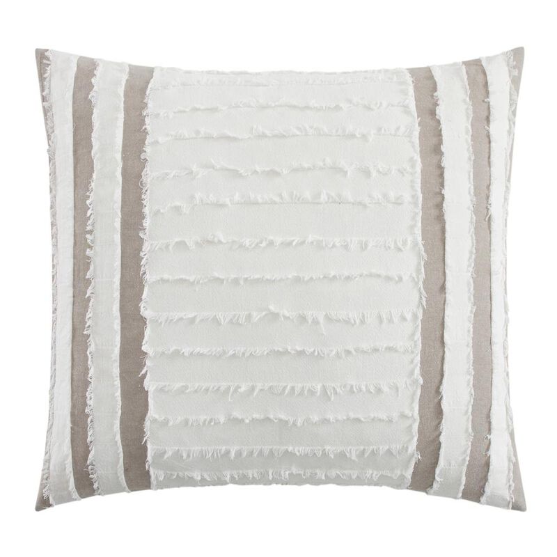Chic Home Sofia Cotton Comforter Set Clip Jacquard Striped Pattern Design Bedding - Decorative Pillow Shams Included - 4 Piece - King 104x96", Beige