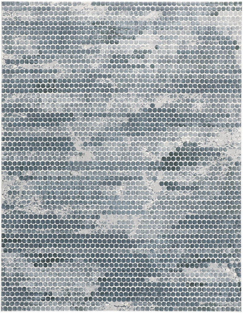 2 X 3 Blue And gray Polka Dots Distressed Stain Resistant Area Rug image number 0