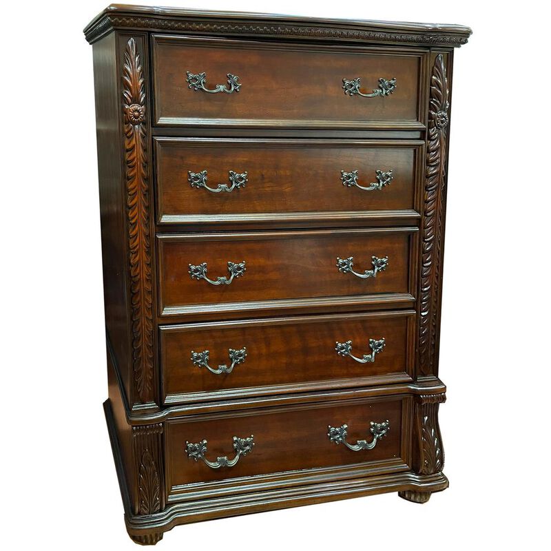 Best Master Furniture Bessy Traditional Cherry Wood 5-Drawer Chest