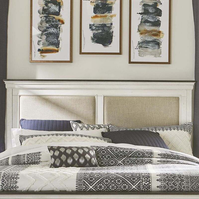 Liberty Furniture Allyson Park Queen Panel Headboard in Wirebrushed White w/ Charcoal Top image number 4