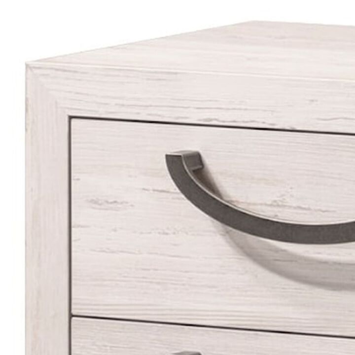 Vice 25 Inch Nightstand, Wood Frame, 2 Drawers, Metal Handles, Beige, Brown - Benzara