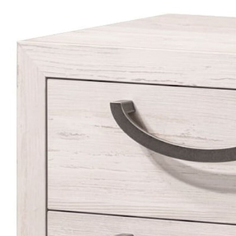 Vice 25 Inch Nightstand, Wood Frame, 2 Drawers, Metal Handles, Beige, Brown - Benzara