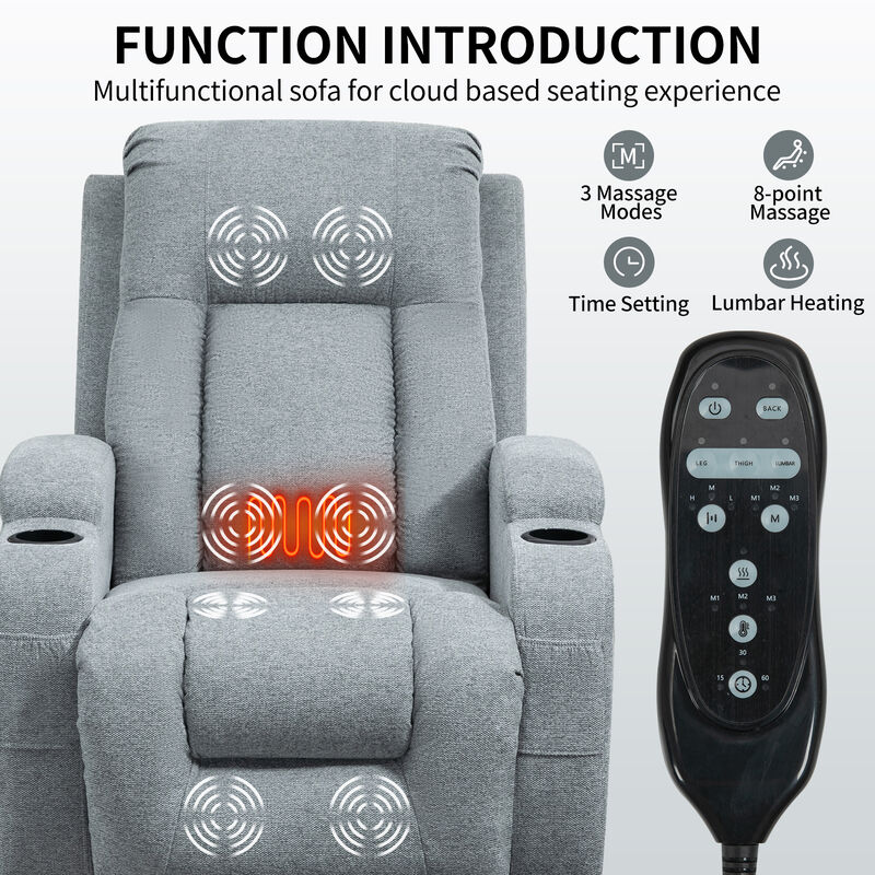 Power Lift Recliner Chair With Massage and Lumbar Heating