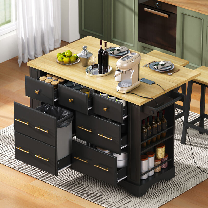 Merax Kitchen Island with 6 Drawers image number 5